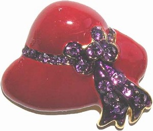 Hat Pendant w/purple bow & ribbon