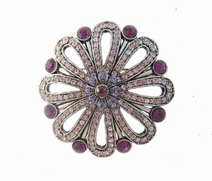 Purple Crystal Brooch