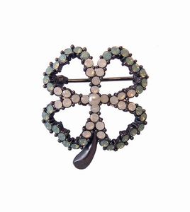 Opal crystal four leaf clover