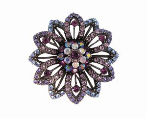 Purple double star brooch