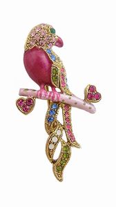 Hot pink parrot brooch